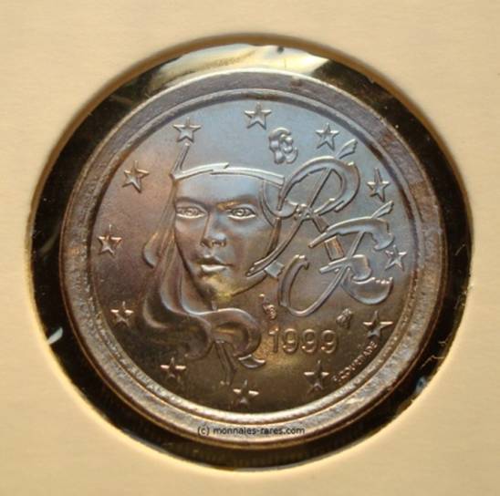 5 cent 1999 sur flan de 1 F Semeuse (2).JPG